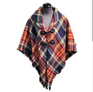 Cozy Plaid Poncho Scarf
