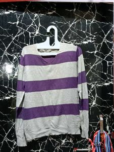 Men's Striped V-Neck Sweater