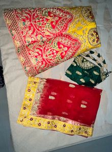 Yellow Red Lehanga