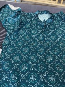 Teal Bandhani Print Kurta