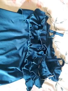 Teal Blue Ruffled Off Shoulder Top