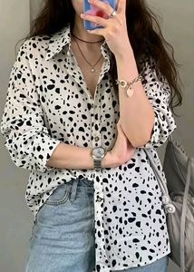 Korean Pintrest Dalmatian Print Button-Up Shirt