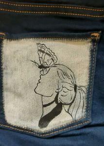 NAVY BLUE JEGGINGS with hand-painted back pockets