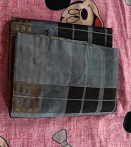 Black &amp; Grey Checked Saree