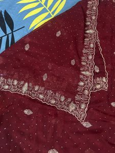 Maroon Embroidered Kurta Set