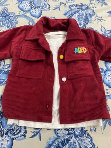 Adorable Girl's Burgundy Skirt Set