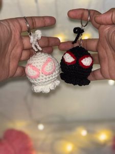 Crocheted Spider-Verse Keychains