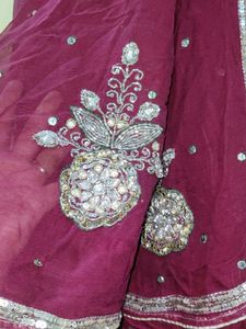 Beautiful Hand Work Saree With Blouse