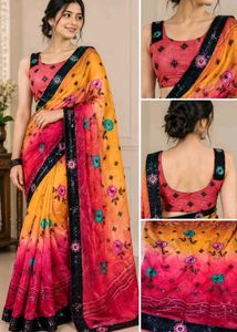 Vibrant Ombre Floral Print Saree