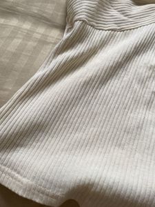 Cream Ribbed Twist Front Tube Top