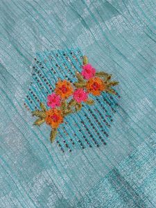 Beautiful Teal Embroidered Saree