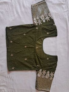 Designer Olive Green Saree