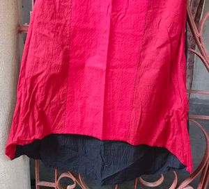 Branded Cotton Red Kurta With Patch Pocket♥️🖤