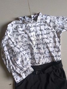 Chic Black and White Script Dress