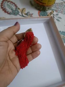 Beautiful Party Wear Long Red Earrings