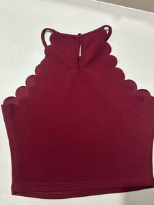 Burgundy Scalloped Halter Top