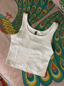 White Cropped Tank Top
