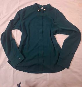 Elegant Green Long Sleeve Blouse