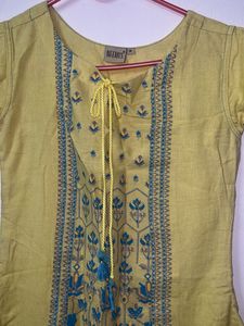 Yellow Embroidered Kurta