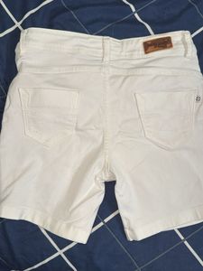 White Distressed Denim Shorts