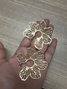 Golden Floral Statement Earrings