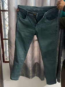 Men's Dark Green Denim Jeans