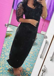 Elegant Black Sheer Sleeve Gown
