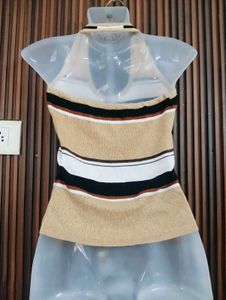 Striped Halter Neck Top