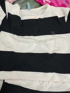 Striped Casual Top &amp; Shorts Set