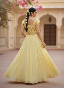 Beautiful Yellow & White Ethnic Gown