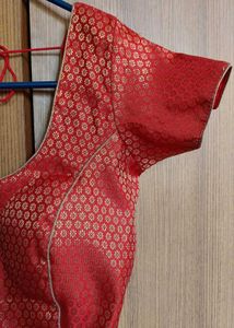Elegant Red Brocade Blouse