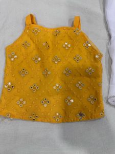 Embellished Yellow Crop Top