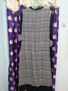 Navy Blue Printed Kurta