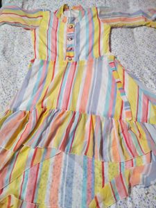 Tiered Striped Midi Gown