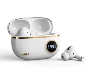 Stylish White Wireless Earbuds with LED Display