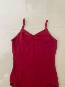 Red Spaghetti Strap Leotard shapewear