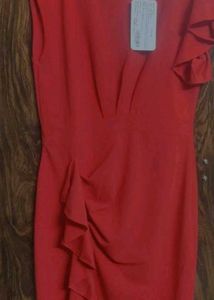 Chic Red Ruffled Dress