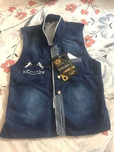 Stylish Blue Denim Ethnic Vest