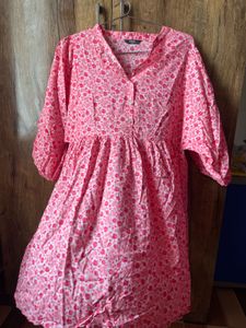 Pink Floral Print Summer Dress
