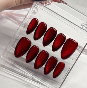 Vampire Red Cat Eye Press-On Nails