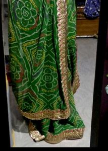 Vibrant Green Bandhani Saree