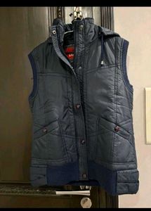 Navy Blue Sleeveless Padded Jacket