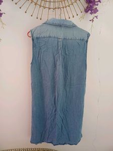 Denim Sleeveless Shirt Dress