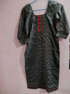 Stylish Grey Kurta with Red Accents