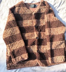 Brown Striped Textured Cardigan