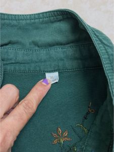 Embroidered Green Corduroy shirt