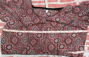 Red &amp; Black Ethnic Printed Blouse