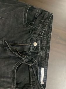Wide Leg Black Denim Jeans