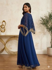 Elegant Navy Blue Embellished Gown