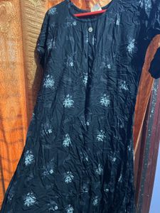 Floral Print Black Kurti